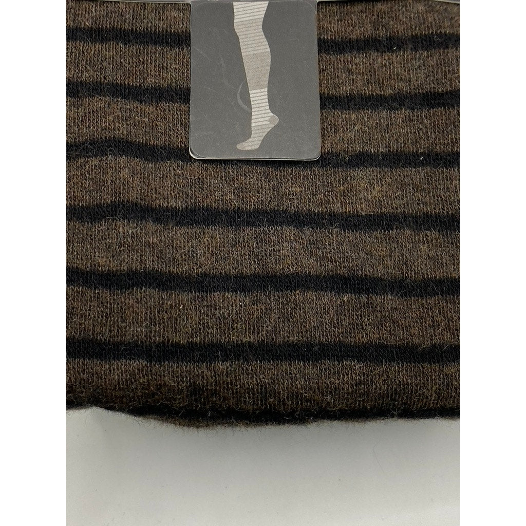 MEMOI Women's Brown-Taupe Striped Cotton Sweater Pull-On Tights SZ S/M