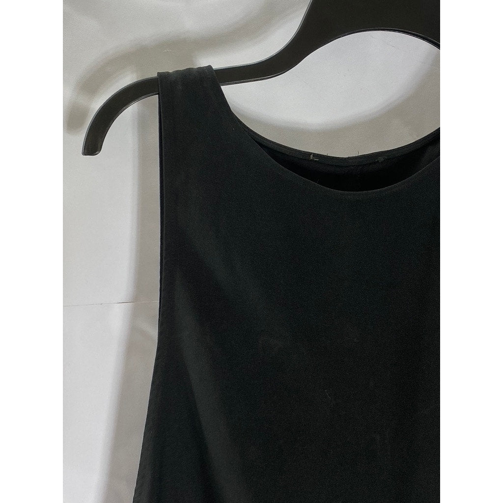 UNBRANDED Women's Solid Black Sleeveless Side-Zipper Scoop-Neck Mini Dress SZ M