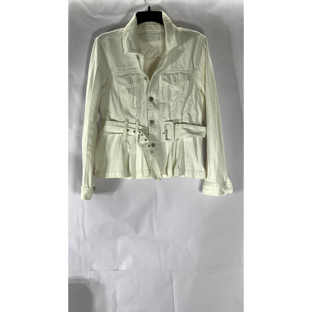 BLANK NYC X REVOLVE Women's White Denim Belted Button-Up Jacket SZ S