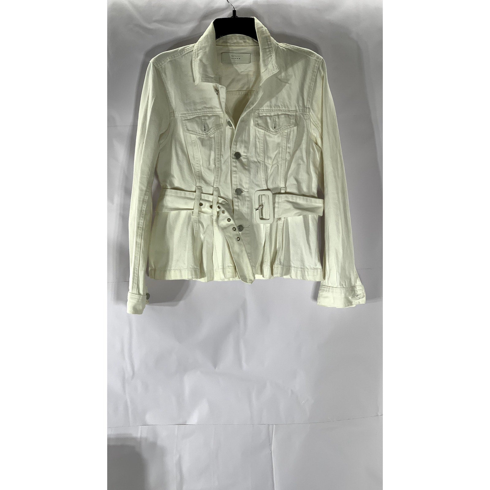BLANK NYC X REVOLVE Women's White Denim Belted Button-Up Jacket SZ S