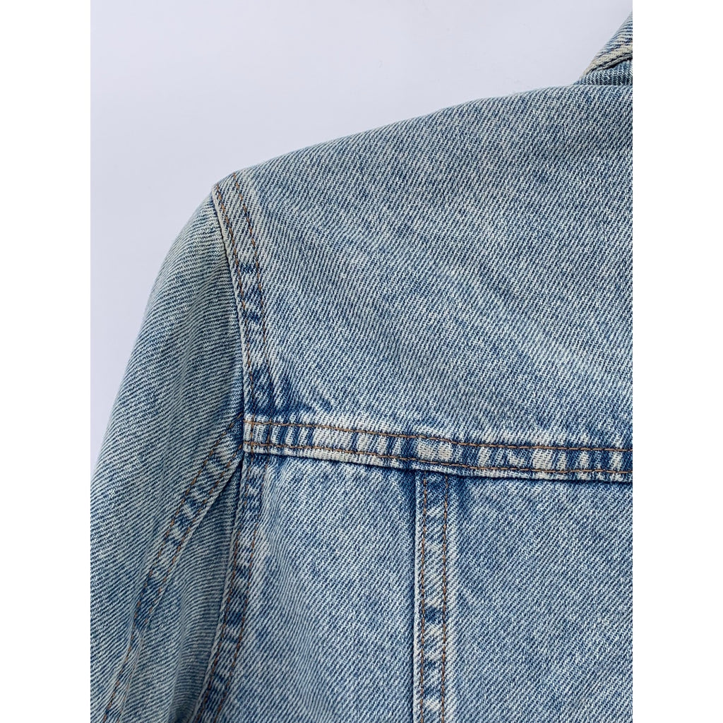 DIVIDED By H&M Women's Blue Denim Button-Up Long Sleeve Jean Jacket SZ M