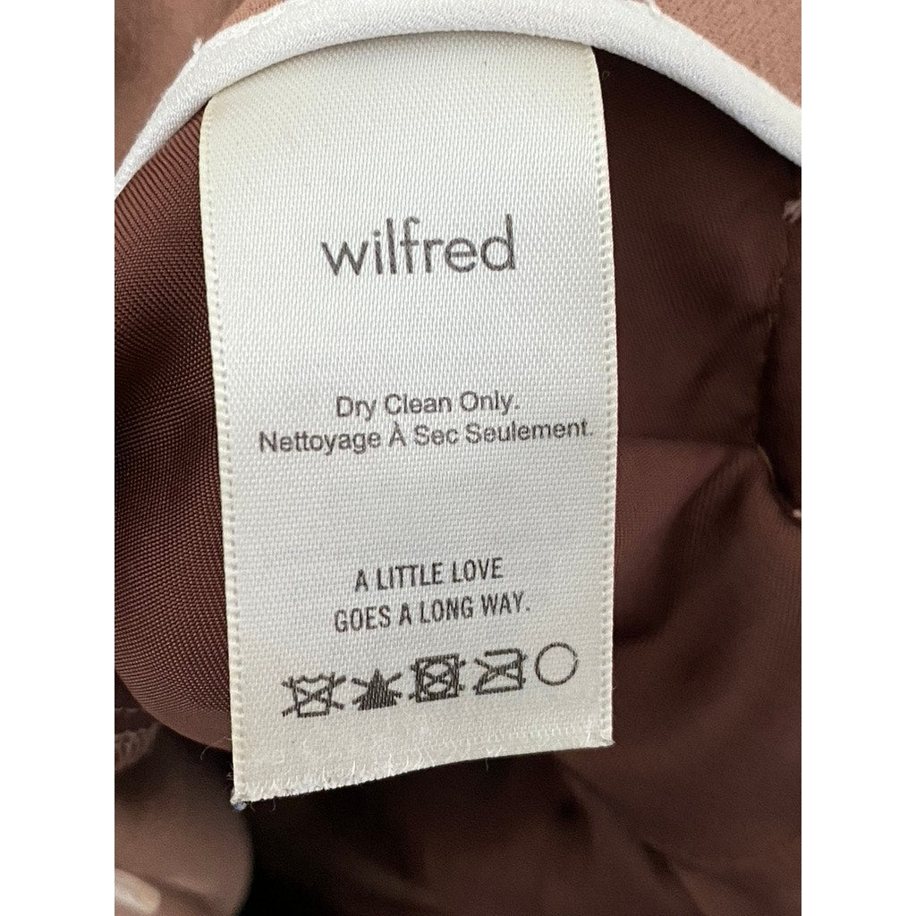 WILFRED Women's Brown Straight-Leg Pleated High-Rise Cropped Trousers SZ 2