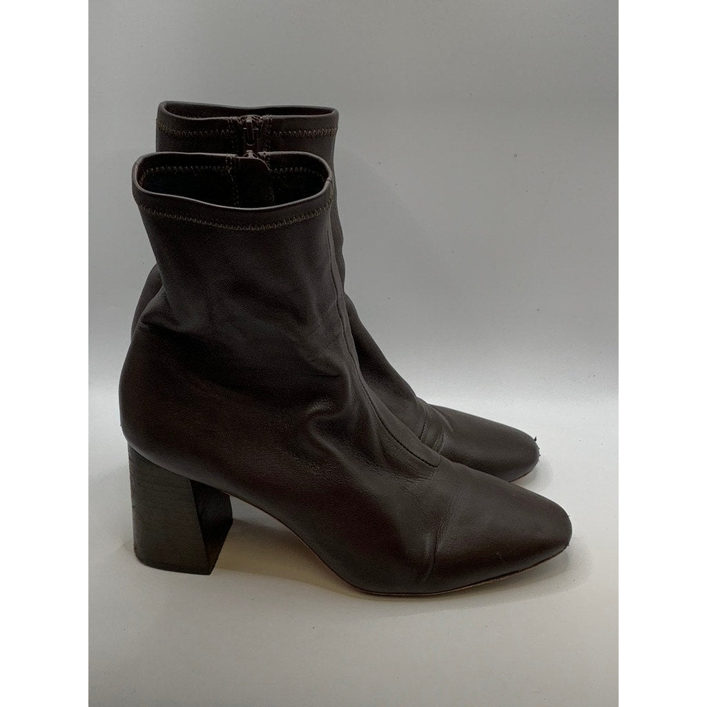 LOEFFLER RANDALL Women's Brown Leather Heeled Mid Boots SZ 8.5