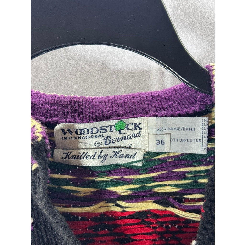 WOODSTOCK INTERNATIONAL BY BERNARD Women's Red/Multi Vintage Knit Sweater SZ 36