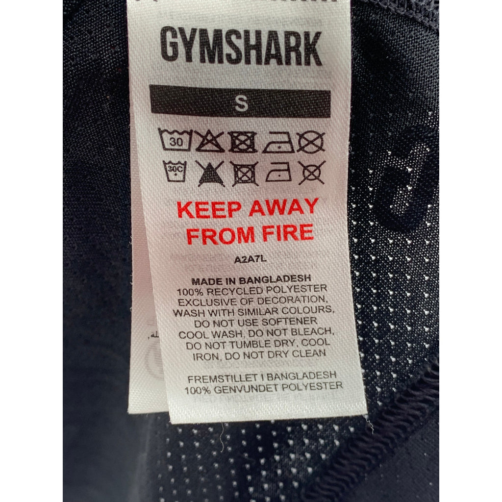 GYMSHARK Men's Black Crewneck Slim-Fit Long Sleeve Sport Logo T-Shirt SZ S