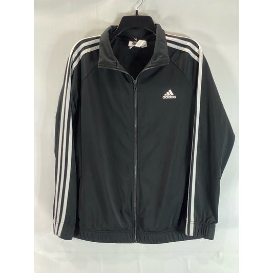 ADIDAS Women's Black/White 3-Stripe Designed to Move Track Jacket SZ L