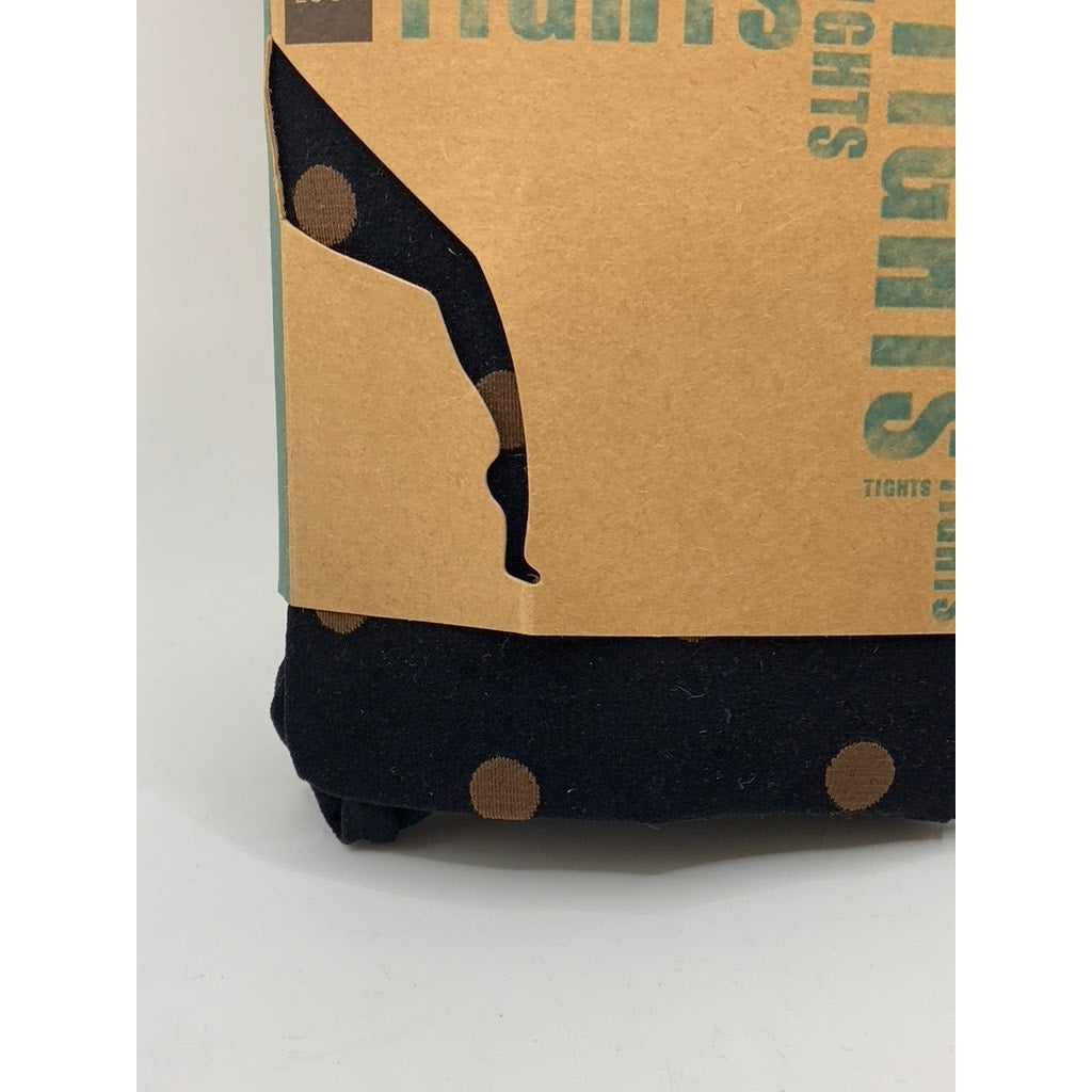 LOOK FOOTWEAR Women's Black-Brown Polka Dot Knit Pull-On Tights SZ OS