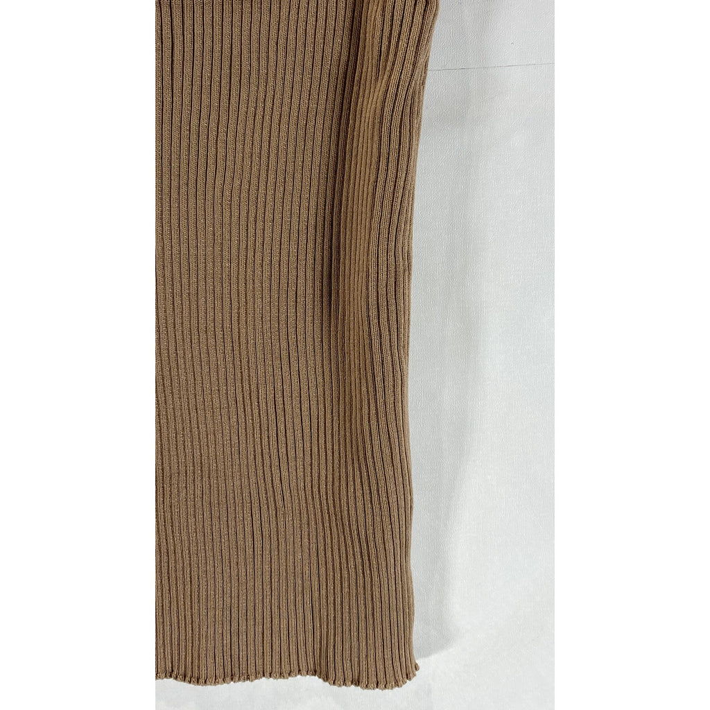 PINKYOTTO New York Women's Brown Ribbed Crewneck Stretch Sleeveless Top SZ S