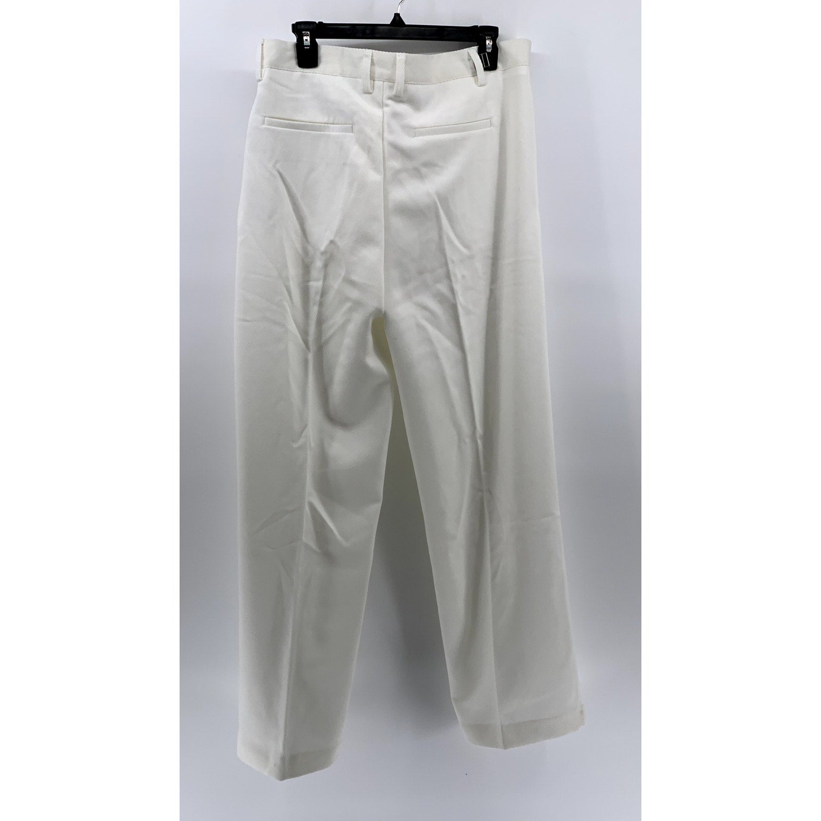 UNBRANDED Men's White Ribbed Lock Buckle Straight-Leg Pant SZ L