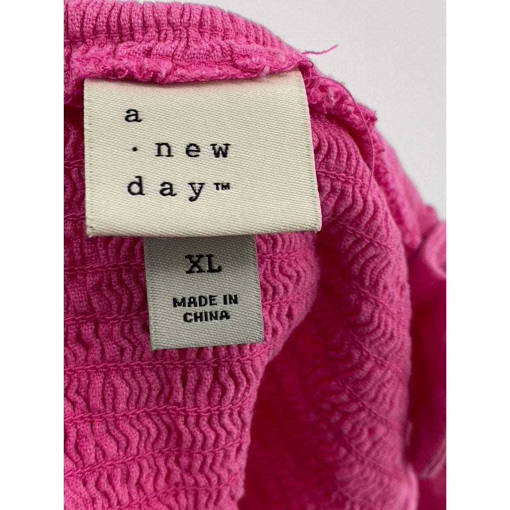 A NEW DAY Women's Pink Linen-Blend Cropped Top SZ XL