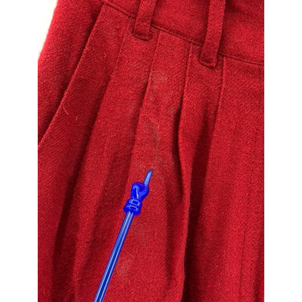 TOGETHER Women's Red Vintage Wool-Blend Pleated High-Rise Pants SZ 10