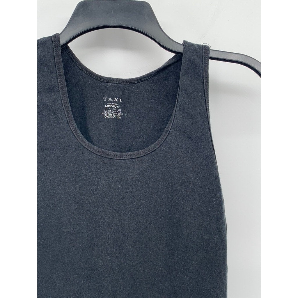 TAXI Women's Black Solid Scoop-Neck Casual Sleeveless Top SZ M