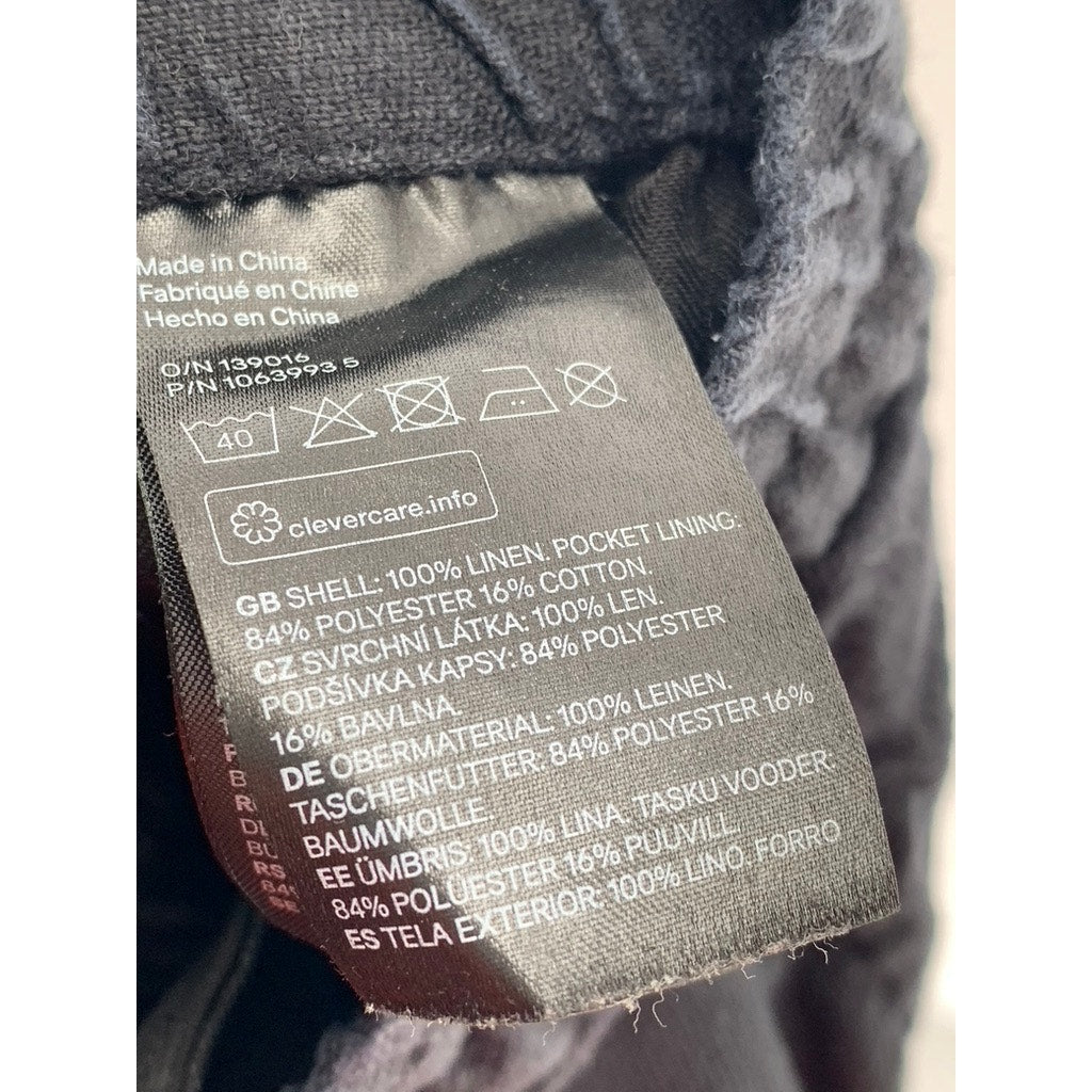 H&M Men's Black Linen Regular Fit Shorts SZ S