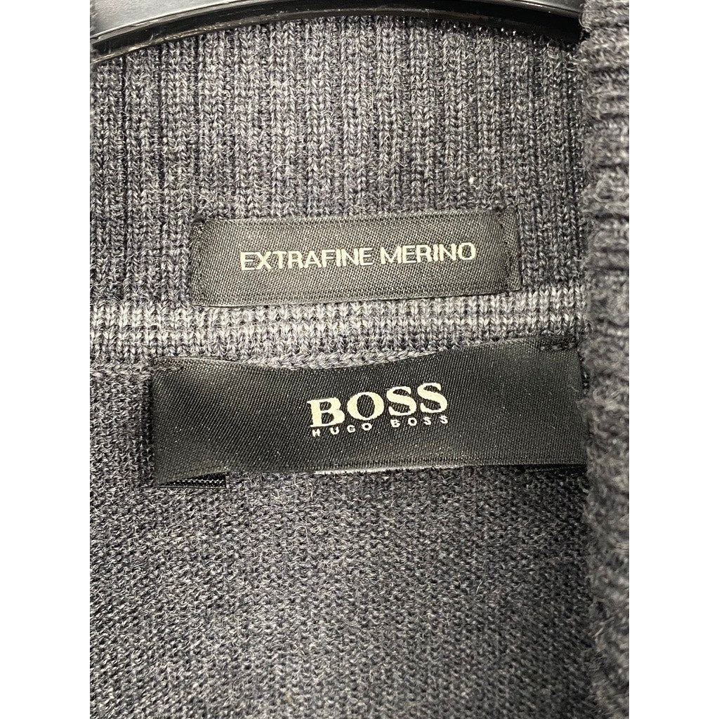 BOSS HUGO BOSS Men's Dark Gray Regular-Fit Virgin Wool Turtleneck Sweater SZ S
