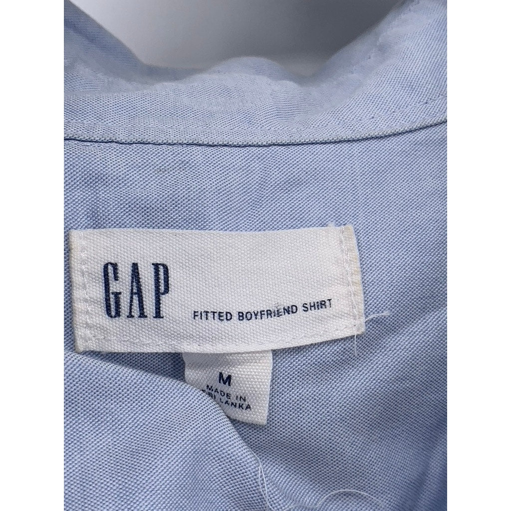 GAP Women's Light Blue New Fitted Boyfriend Button-Up Long Sleeve Top SZ M