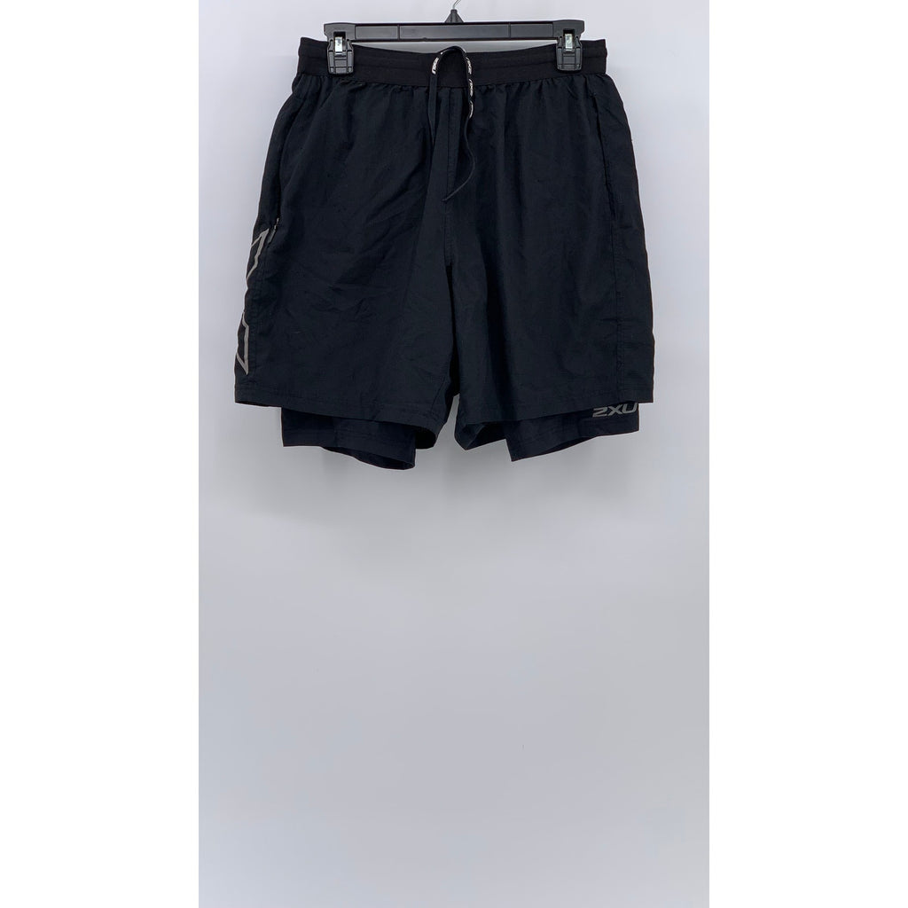 2XU Men's Black 2-IN-1 Compression Running Drawstring Pull-On Shorts SZ L