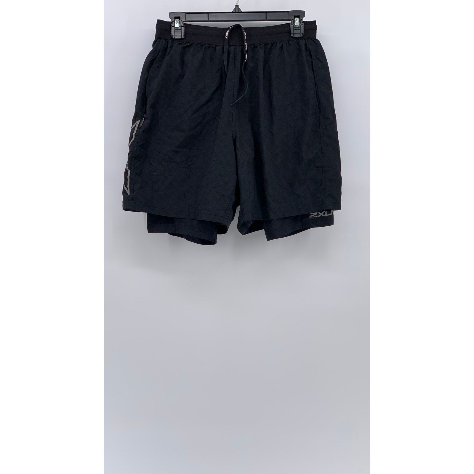 2XU Men's Black 2-IN-1 Compression Running Drawstring Pull-On Shorts SZ L