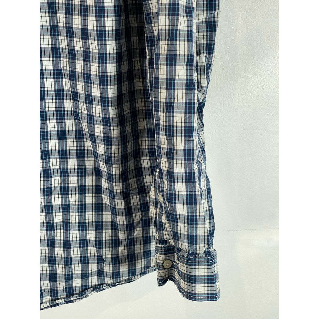 EDDIE BUAER Men's Tall Blue Plaid Legend Wash Classic-Fit Button-Up Shirt SZ TL
