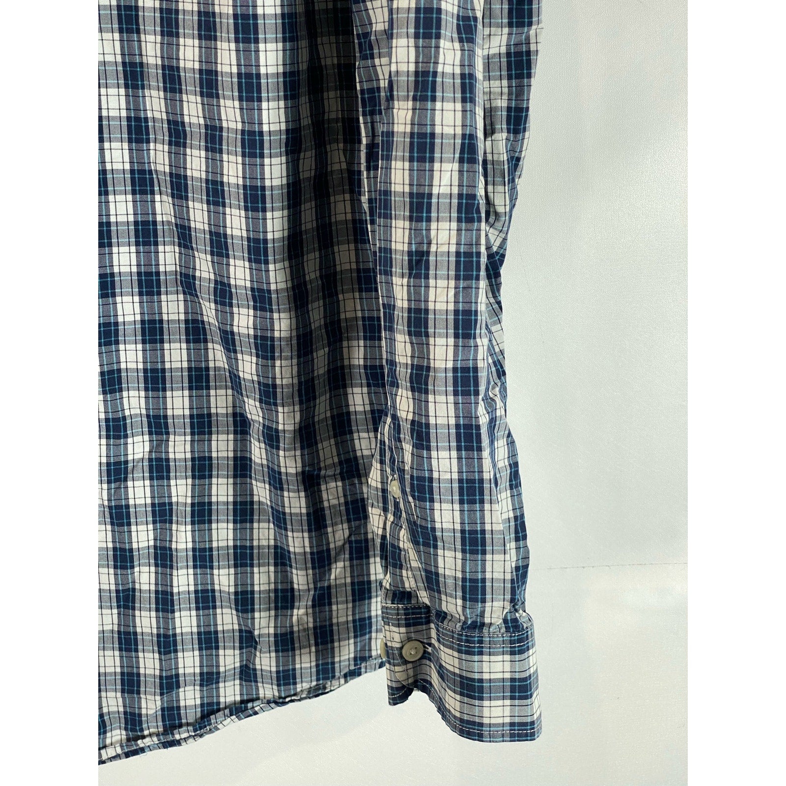 EDDIE BUAER Men's Tall Blue Plaid Legend Wash Classic-Fit Button-Up Shirt SZ TL