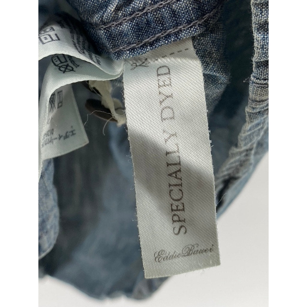 EDDIE BAUER Men's Vintage Blue Tall Chambray Button-Up Long Sleeve Shirt SZ M/T