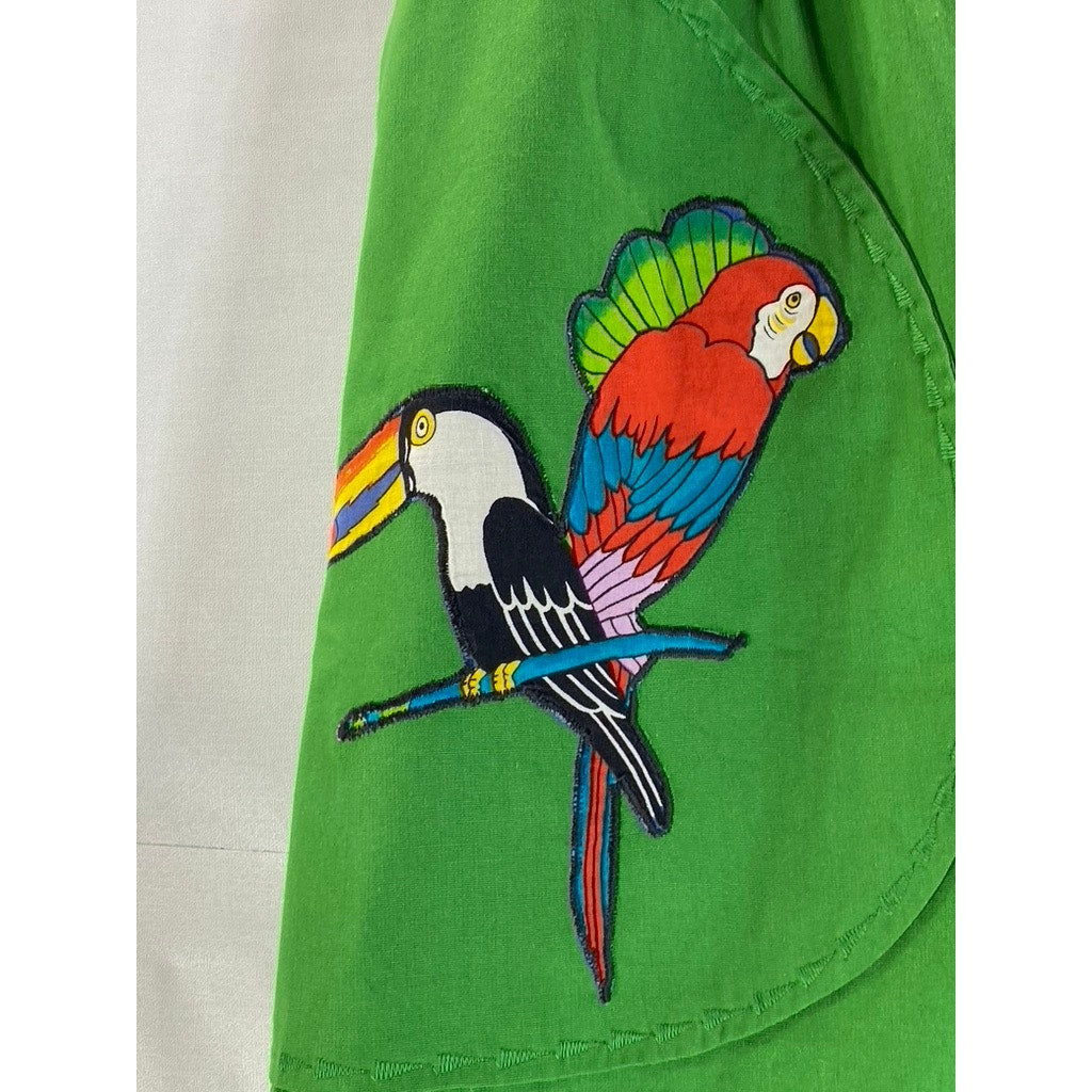 VINTAGE Women's Green Toucan/Parrot Graphic Knee Length A-Line Skirt SZ S