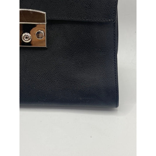 AQUA Women’s Black Square Leather Top Handle Bag SZ OS