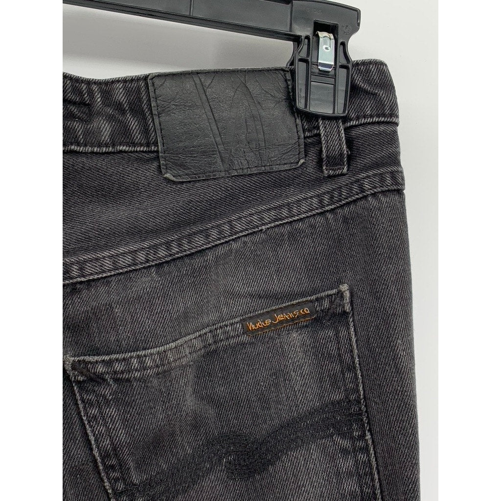 NUDIE JEANS CO Men's Black Denim Slim-Leg Jeans SZ 28X26