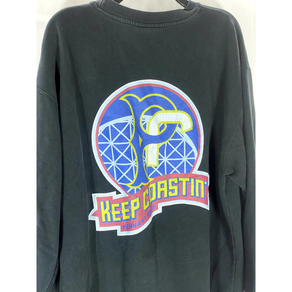 PENNANT RACEGEAR Men's Vintage Black Graphic Crewneck Long Sleeve Sweatshirt SZL