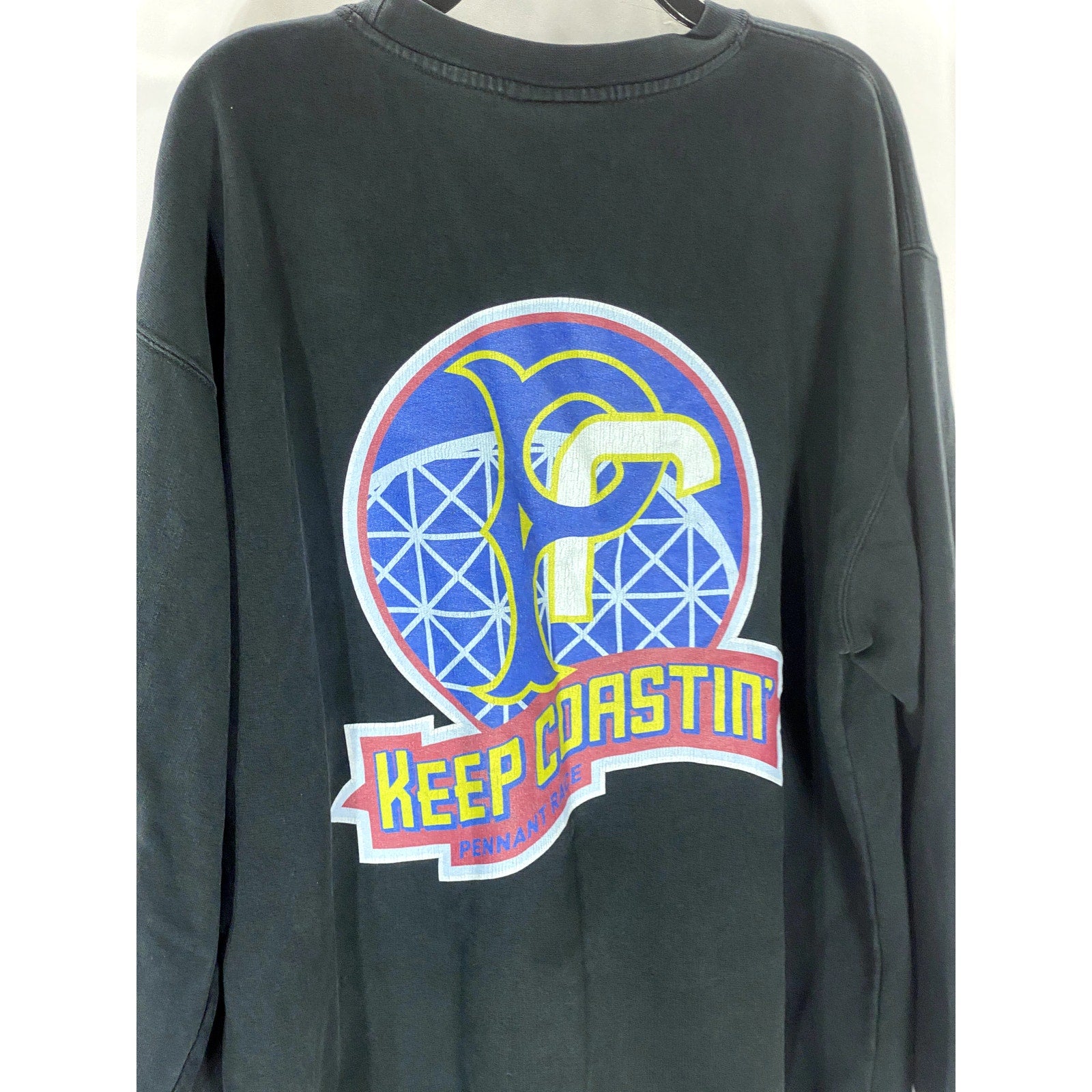 PENNANT RACEGEAR Men's Vintage Black Graphic Crewneck Long Sleeve Sweatshirt SZL