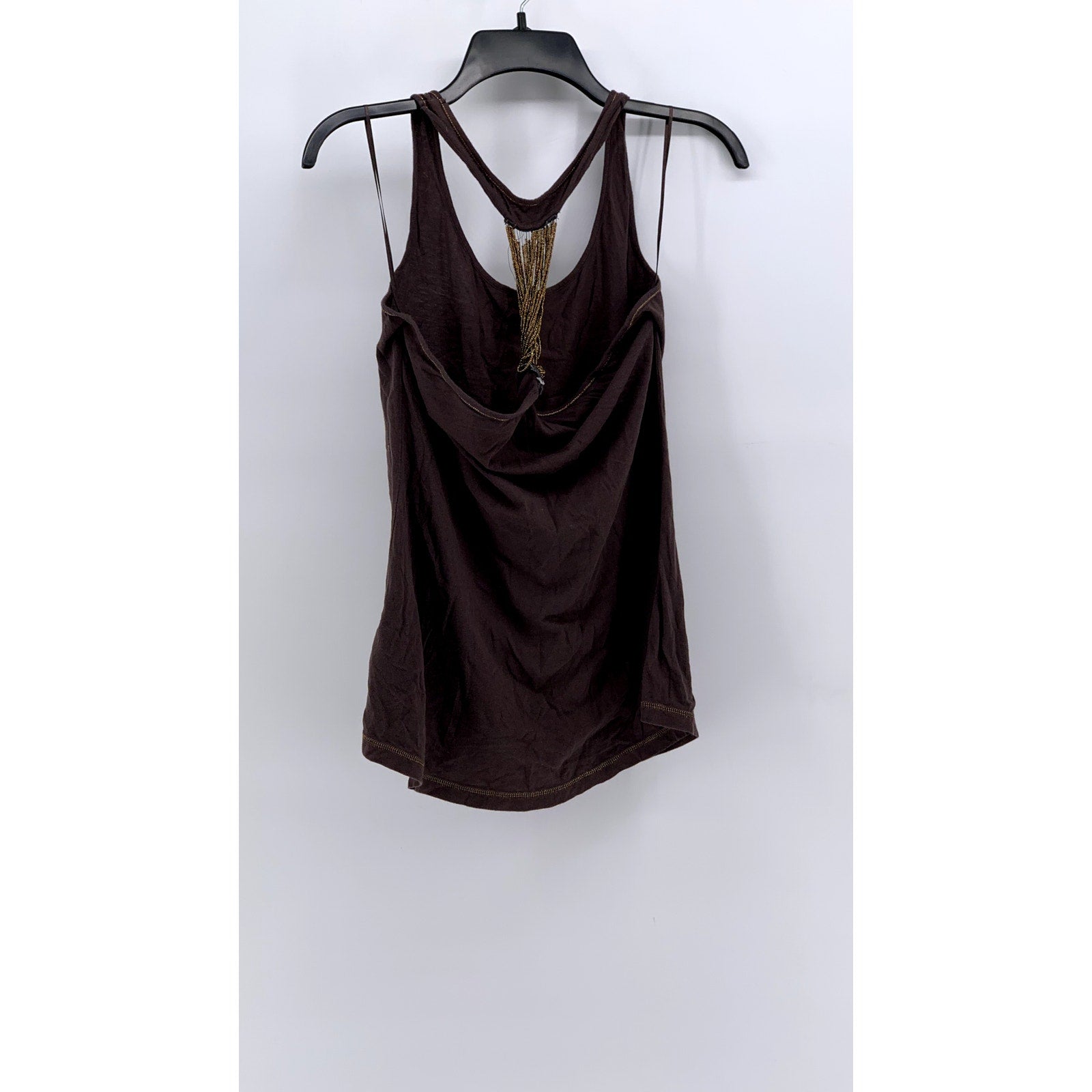 GUESS Women's Brown Owbex Graphic Y2k Grunge Beaded Tank SZ L