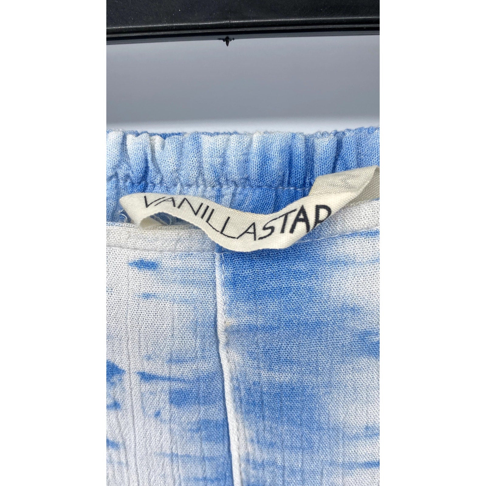 VANILLA STAR Womens Blue & White Dyed Flowy Pants SZ M