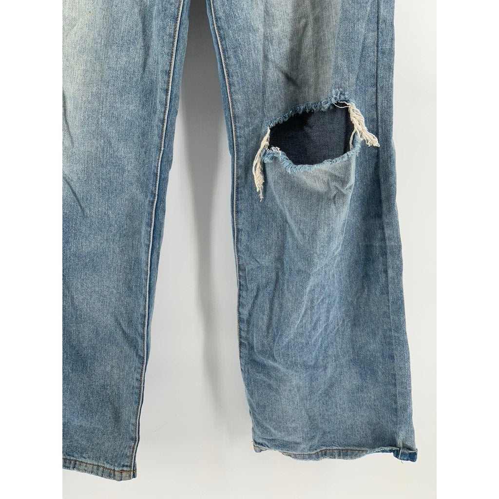 SNEAK PEEK Women's Medium Wash Distressed Relaxed Fit Straight Jeans SZ 5/27