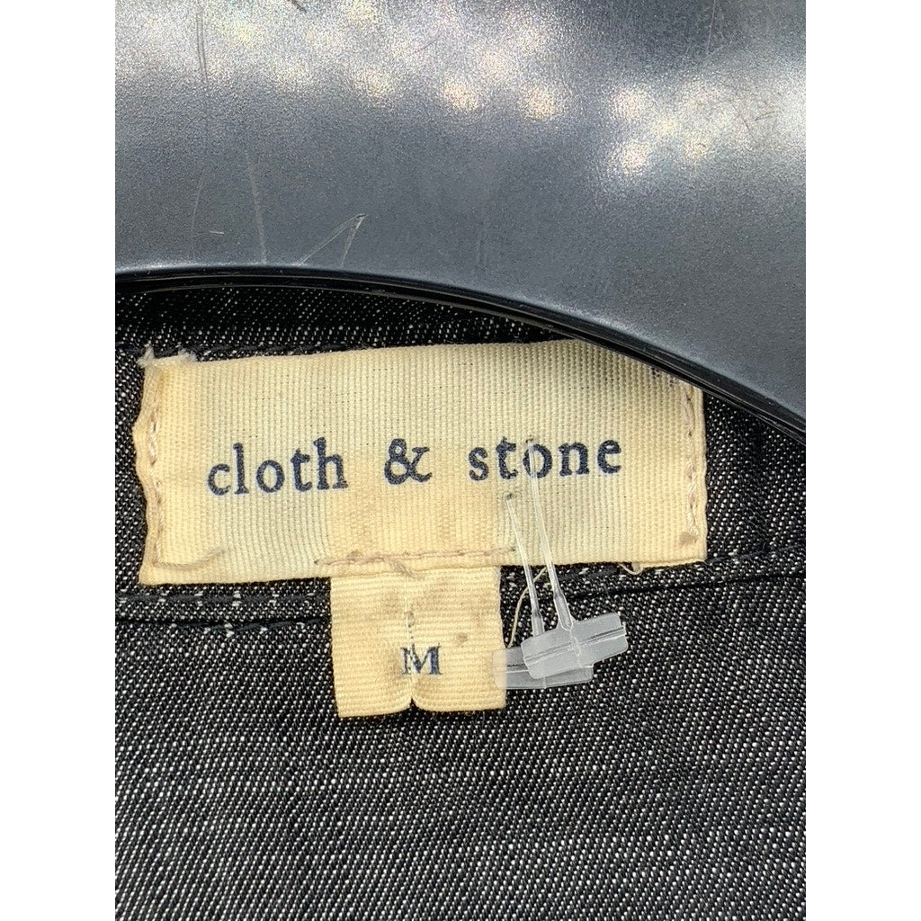 CLOTH & STONE Women's Black Frayed Tencel Button-Up Long Sleeve Top SZ M