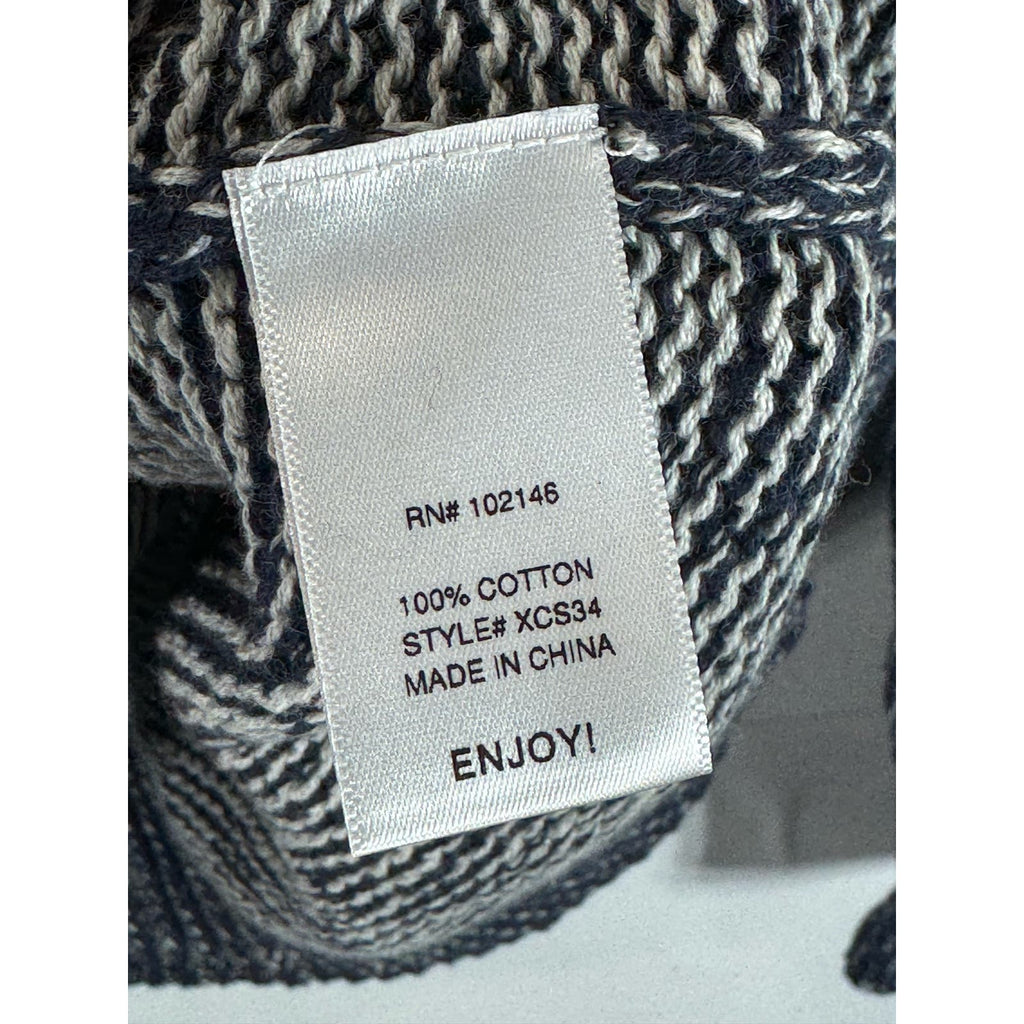 MICHAEL STARS Men's Navy/Gray Suede Yoke Crewneck Knit Pullover Sweater SZ L