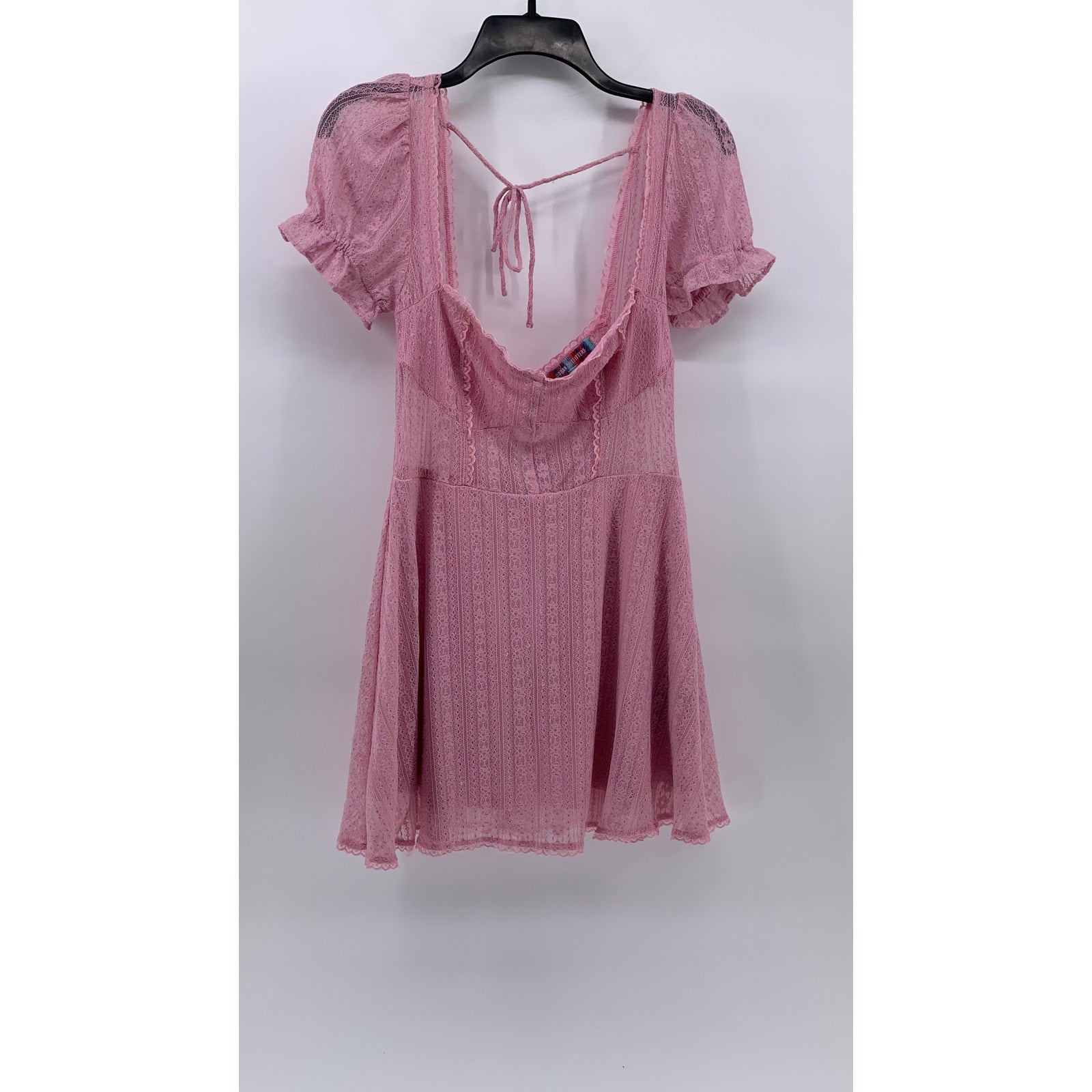 URBAN OUTFITTERS Women's Pink Roxie Lace Trim Short Sleeve Mini Dress SZ S