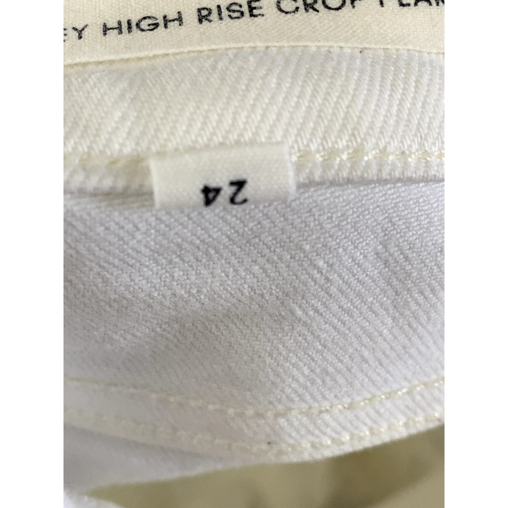 DENIM FORUM Women's White Button-Fly High-Rise The Bailey Crop Flare Jean SZ 24