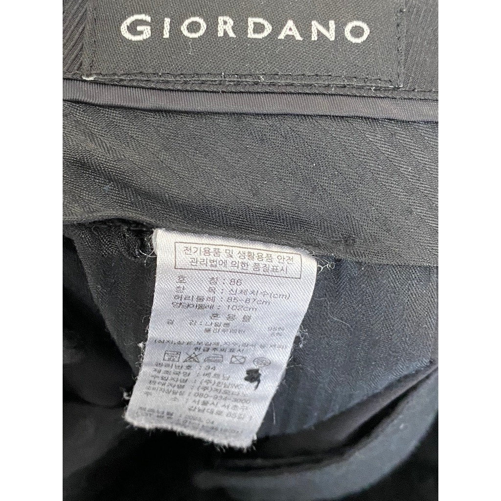GIORDANO Men's Black Solid Straight-Leg Regular-Fit Pants SZ 34