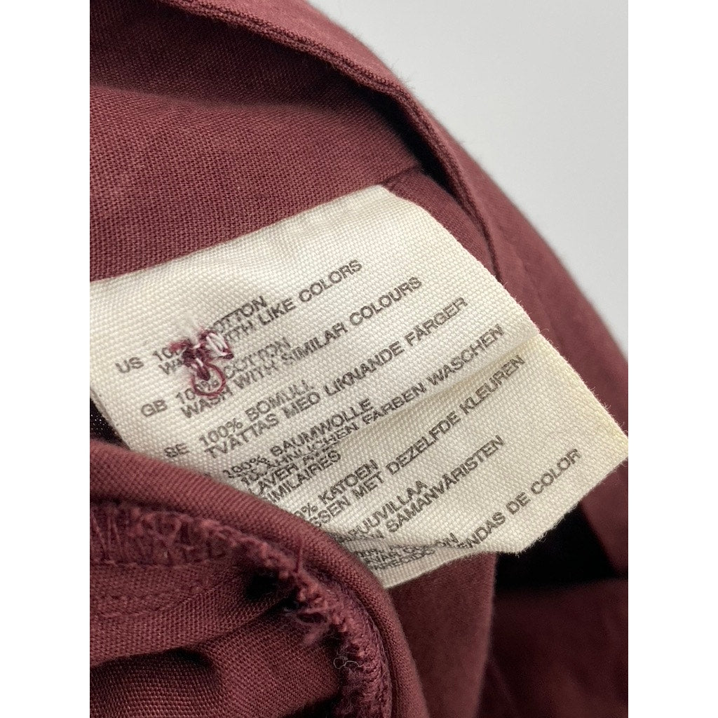 H&M Women's Burgundy Glitter Embroidered Trim Wrap Side Slit Pants 4