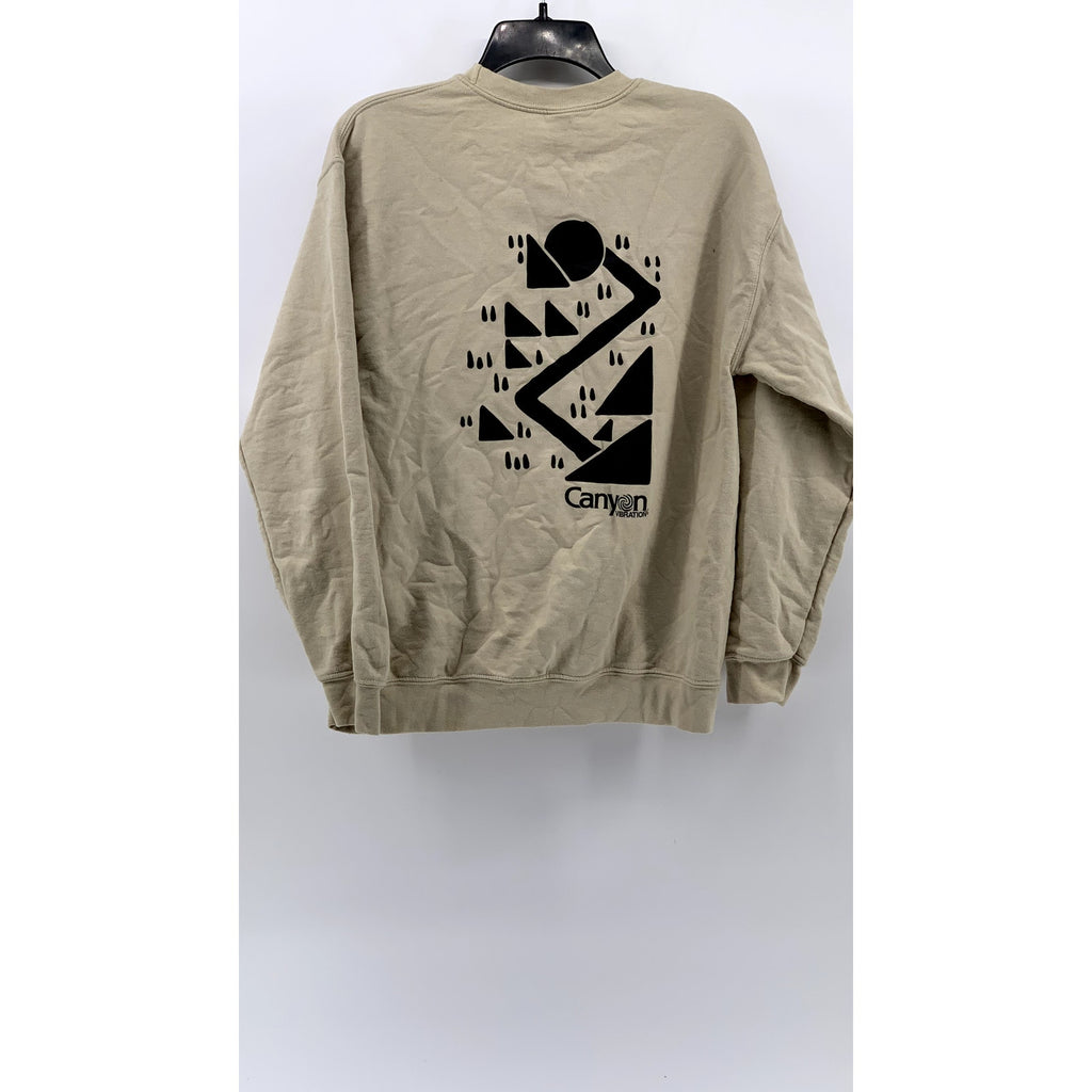 Gildan Men's Sand Crewneck Swirl Graphic Sweatshirt SZ M