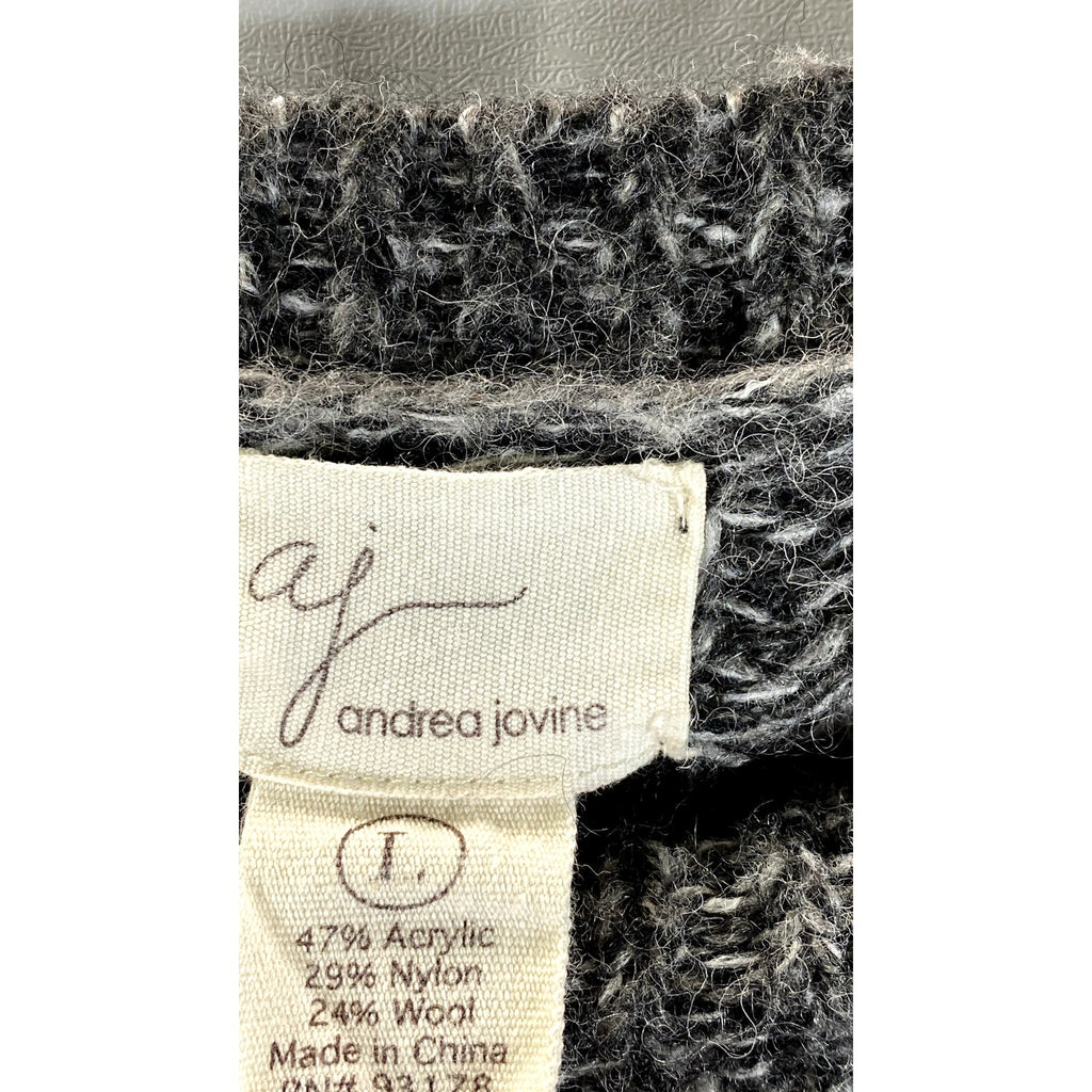 ANDREA JOVINE Women's Heather Gray Knit Pullover Sweater SZ L
