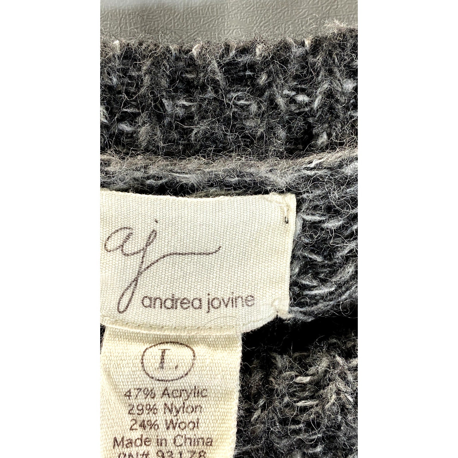 ANDREA JOVINE Women's Heather Gray Knit Pullover Sweater SZ L