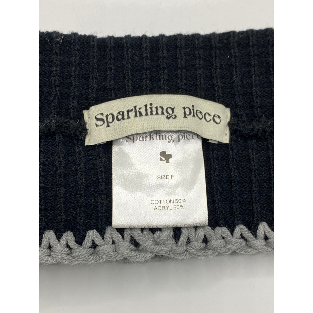 SPARKLING PIECE Women's Black-White Patch Embroidered Headband SZ OS