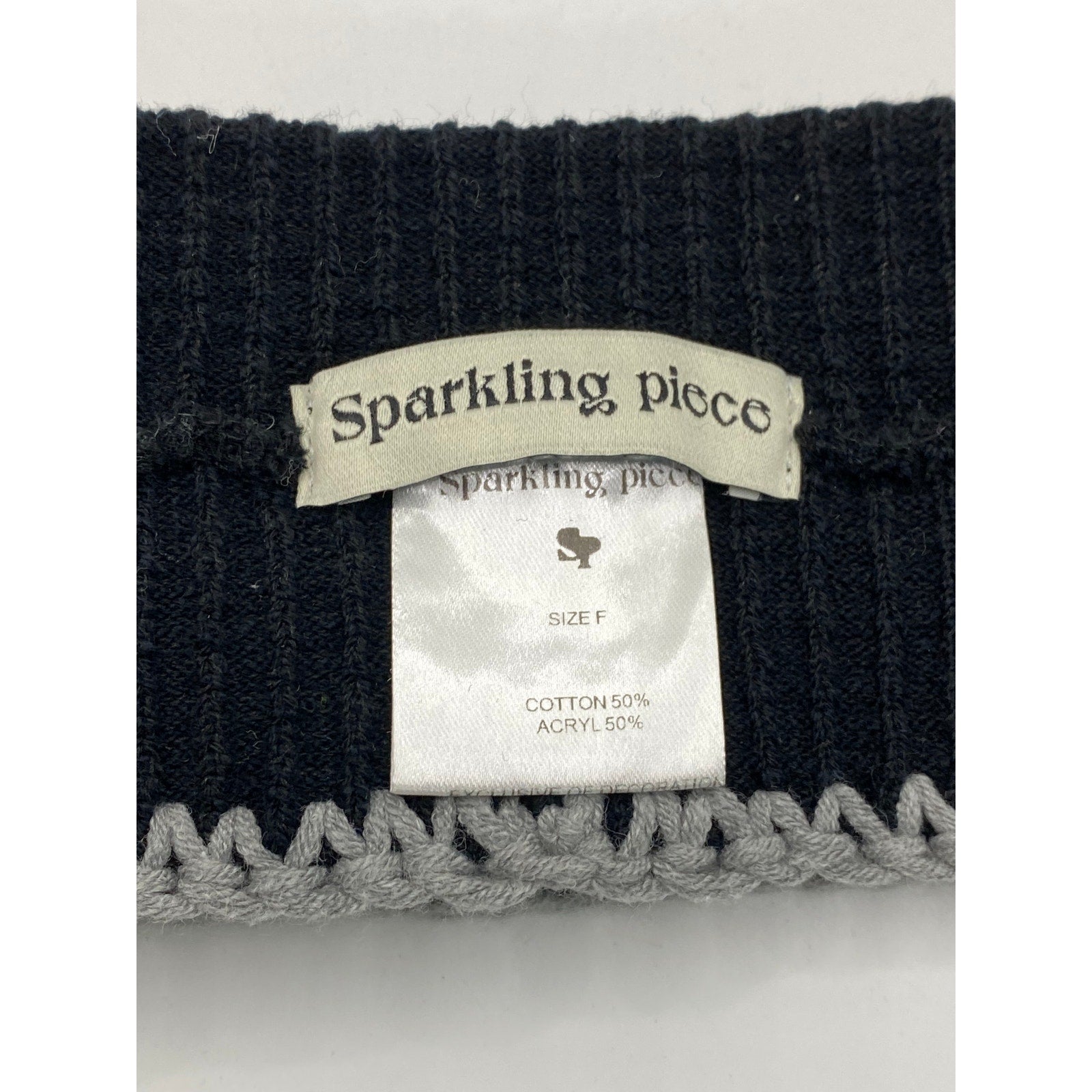 SPARKLING PIECE Women's Black-White Patch Embroidered Headband SZ OS