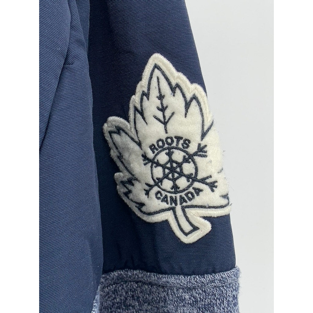 ROOTS Men's Heather Blue Lake Louise Half-Zip Hooded Pullover Hoodie SZ XL