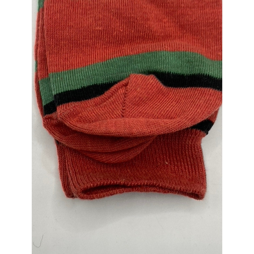 B.ELLA Women's Orange-Green Striped Knit Silk-Blend Taryn Crew Socks SZ OS