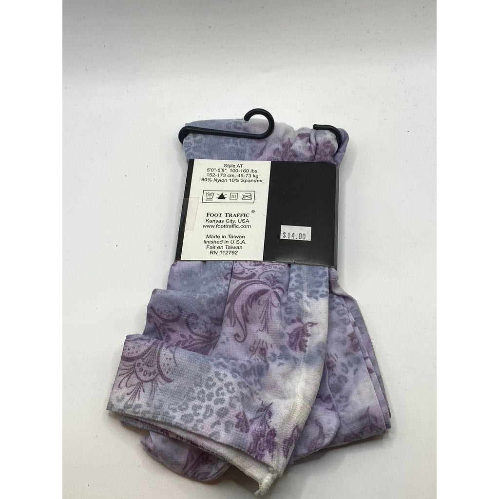 FOOT TRAFFIC Women's Blue-Pink Tie-Dye Printed Pull-On Tights SZ OS