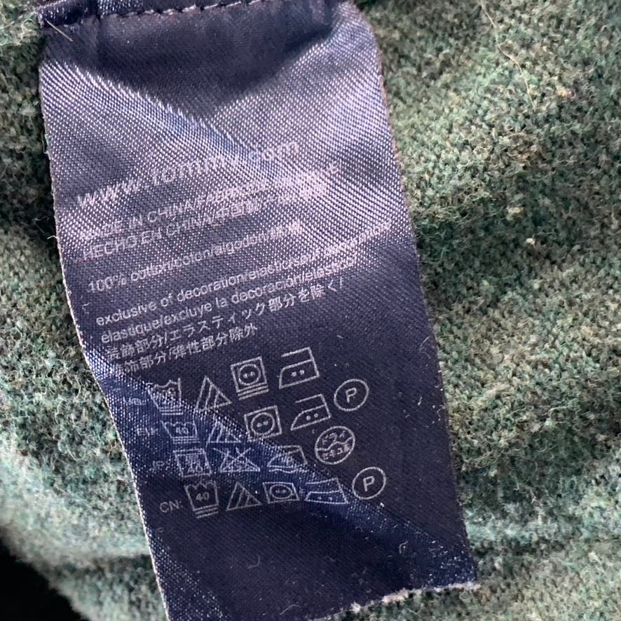 TOMMY HILFIGER Men's Dark Green V-Neck Cotton Pullover Sweater SZ XL