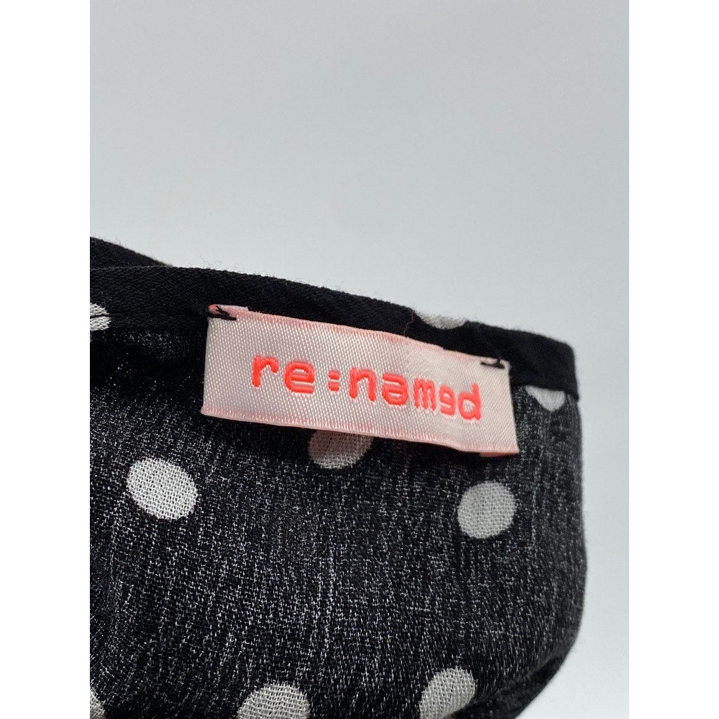 RE:NAMED Women's Black-White Polka Dot Wrap Midi Skirt SZ L