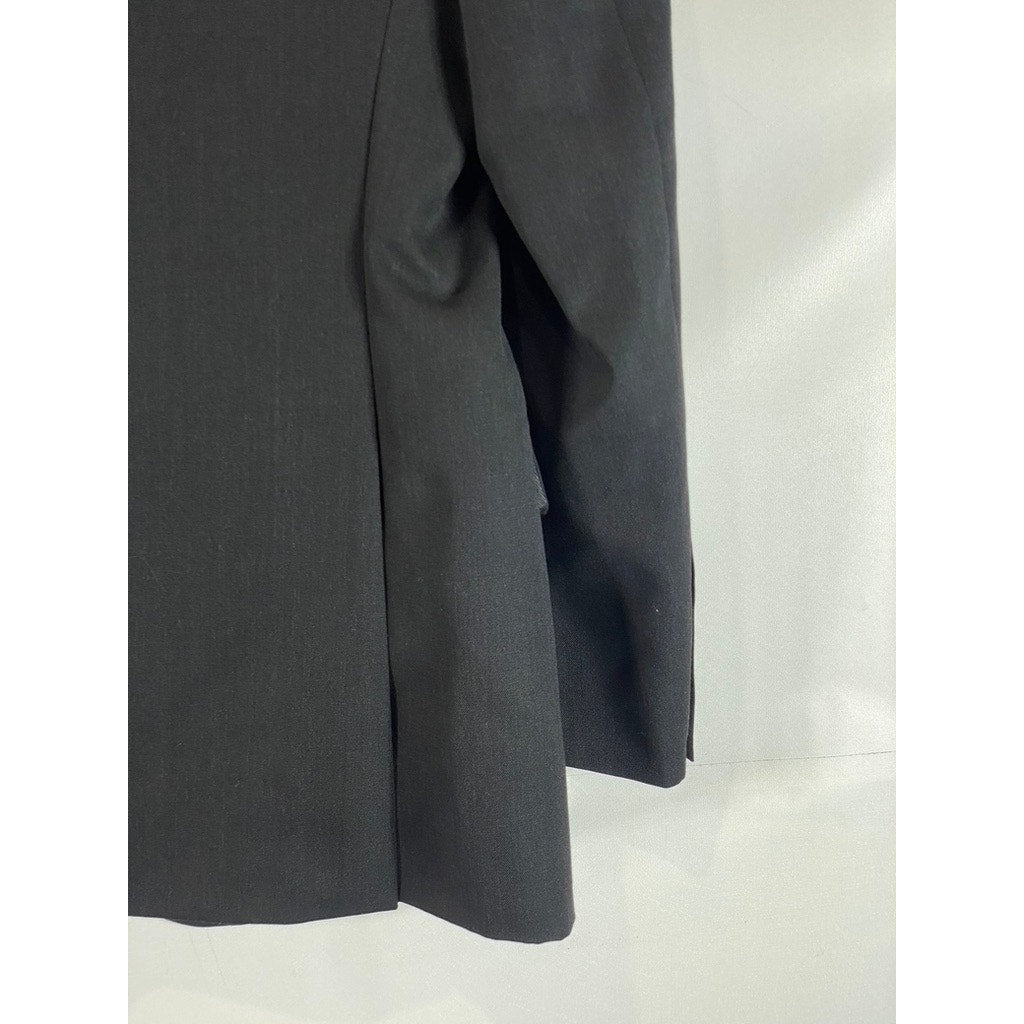 PRONTO UOMO PLATINUM Men's Solid Black Wool Modern-Fit Two-Button Blazer SZ 42R