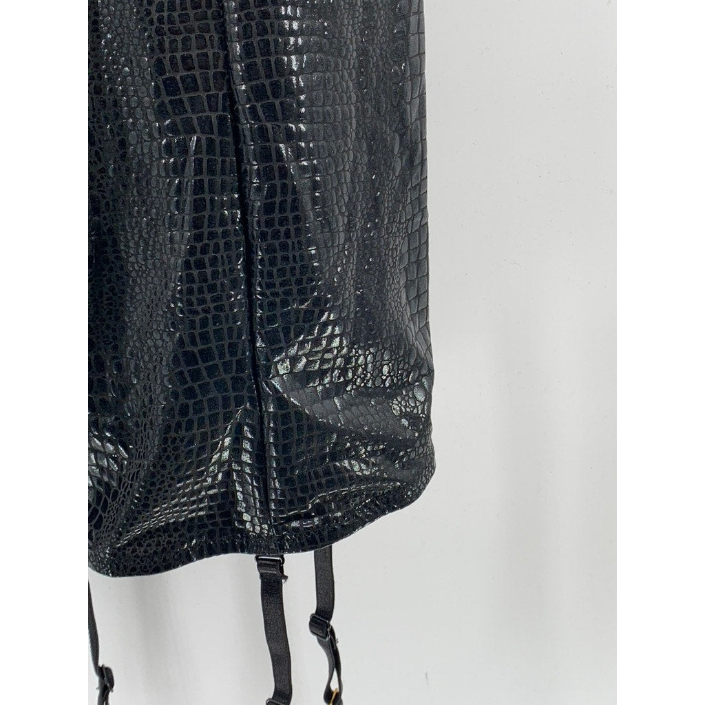 JUST SEXY Women's Black Snake Skin Bustier Spagetti Strap Lingerie Dress SZ S